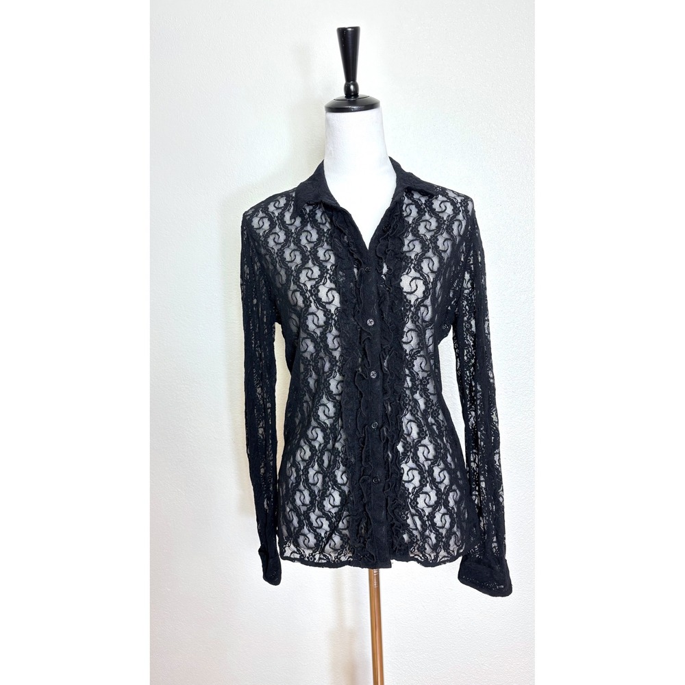 Ralph Lauren Black Lace Button-Down Shirt